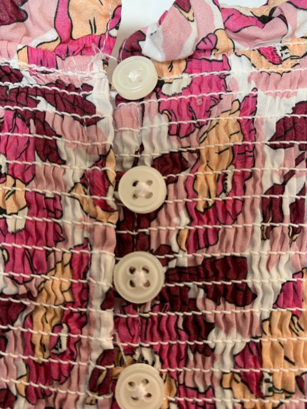 J. Crew Liberty Butterfield Poppy Cotton Blouse Medium Floral Smocked Pink - Picture 13 of 16